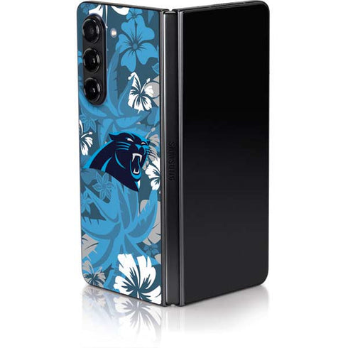 NFL Carolina Panthers Tropical Print Galaxy Z Fold5 5G Skin